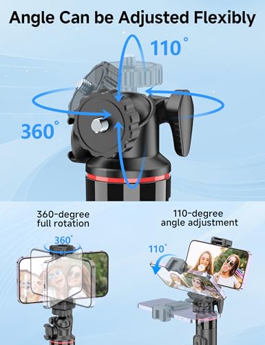 Bastone Selfie Treppiede Alluminio, Cavalletto Per Smartphone Con Testa A Sfera 360° & Telecomando Selfie Stick Estensibile Portatile Con Cold Shoe Treppiede Telefono Per Iphone E Android, Vlog, Live - 3