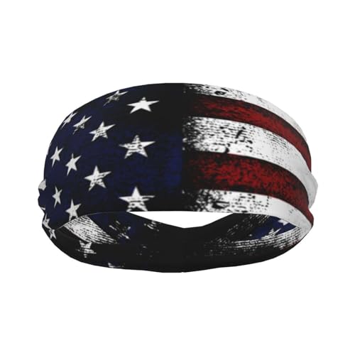 American Flag Sports Headband Moisture Wicking Sweatband for Men Women Running Hiking Cycling Yoga Fitness Workout