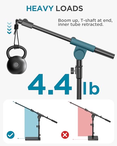 Image of InnoGear Adjustable Desk Microphone Stand, Weighted Base Boom Arm Mic Stand, 3 /8'' and 5 /8'' Threaded Mounts for Blue Yeti HyperX QuadCast SoloCast Fifine, Kick Drums, Guitar Amps, Black, Large