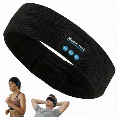 Bandeau Bluetooth Réglable avec Écouteurs de Sommeil, Casque 3-en-1 (bandeau sport + masque) Haut-parleurs Hi-Fi ultra-fins, 10+ h, Bluetooth 5.4, appel...