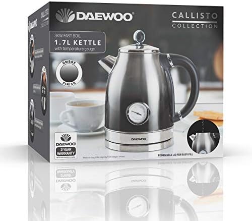 Daewoo Callisto 3KW Fast Boil 1.7L Kettle |Temperature Gauge| Removable Washable Limescale Filter- Ombre