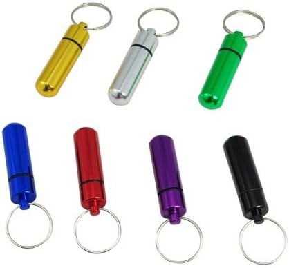 1×compact Stylish Mini Aluminum Waterproof Pill Box Case Bottle Container Keychain