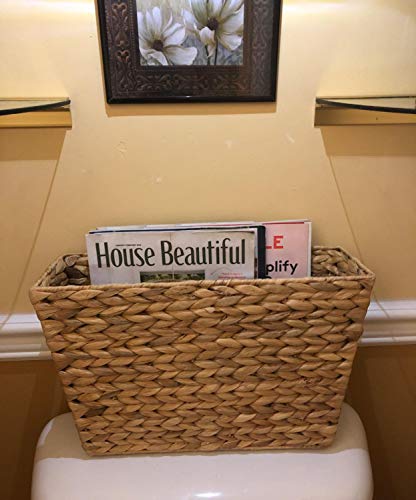 Yesland Hand-Woven Natural Narrow Water Hyacinth Holder Wicker Basket, 15.5 x 5.5 x 9.75 Inch/39 x 14 x 24.7cm Decorative Magazine Storage Bin for Home, Office, Desk - Cosy Home Interiors Yesland Hand-Woven Natural Narrow Water Hyacinth Holder Wicker Basket, 15.5 x 5.5 x 9.75 Inch/39 x 14 x 24.7cm Decorative Magazine Storage Bin for Home, Office, Desk - Image 6