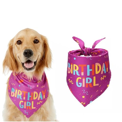 Dog Bandana for Birthday Bithday Pet Bandana Pink Triangle Scarf for Small & Medium Dogs Perfect for Birthday Girl Pets Birthday Party Accessory (Pink)