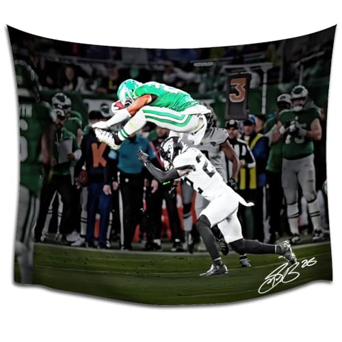 WHZKCYH Saquon Barkley Tapestry For Football Fans Kids Birthday Party Gifts-Rugby Superstar Signed Tapestry Poster For Teen Boy Bedroom Wall Hanging Decoration-70X100CM