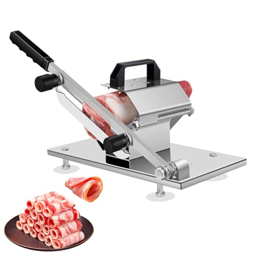 CYTBEK Sproader de Carne Comercial con Soporte en Forma de V, Cuchillas de aleación eléctrica y a Prueba de óxido-Máquina de Corte/jamón/Pork de Deli congelado (200 mm)