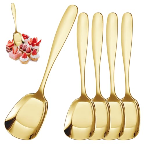 Cucharas de servir de acero inoxidable de cabeza cuadrada, cuchara de azúcar, cucharas de té gruesas, utensilios de cubiertos para , cenas, servicios de catering