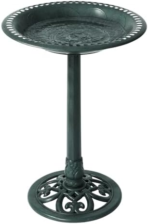 best bird bath for small backyard that will transform your outdoor space 7 Backyard Expressions Outdoor Garden Bird Bath - Green - Weather Resistant Polyresin - 27 Inch