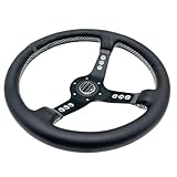 Volante concavo da 14 pollici Volante sportivo da corsa in pelle e pelle scamosciata compatibile con modelli di auto universali(Leather)