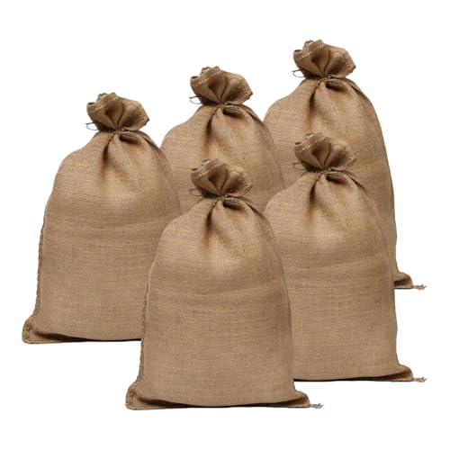 Kingsea Confezione da 5 sacchi di iuta per patate, 60 cm x 90 cm, sacchetti per verdure, robusti e durevoli