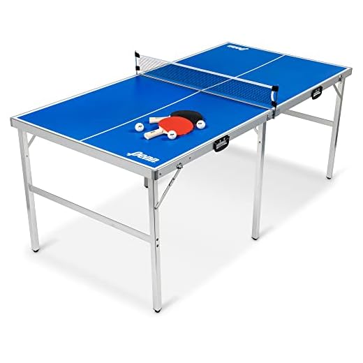 EastPoint Sports Penn Space Saver Table Tennis Table – Fully Assembled 6 Foot x 3 Foot Indoor/Outdoor Portable Table with Net, 2 Ping Pong Paddles and 4 Balls 10 Minute Set Up