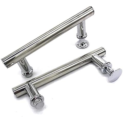 YUANQIAN Chrome ABS Shower Door Handle | 145mm (14.5cm) Hole to Hole (145-1pair Handle -Silver) Cover