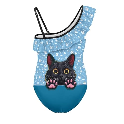 Image of Girls One Piece Swimsuits Size 3-14 Trendy Ruffle Bathing Suit Casual Hawaiian Summer Beach Swimwear