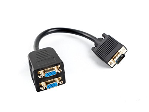 Lanberg AD-0020-BK"Vga (15 Pin) Male to 2x"Vga (15 Pin) Female Adapter Splitter with Cable, 20 cm, Black