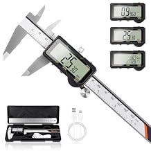 HARDELL Digital Caliper Rechargeable, Calipers with Reset Setting, Caliper Measuring Tool with mm/in/F Conversion, Auto Off & Large Screen Digital Micrometer for Jeweler/Woodworking/3D-printer-6 inch
