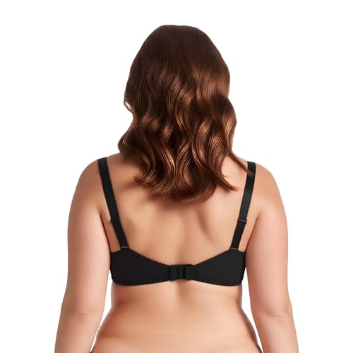 Image of Curve Muse Plus Size Minimizer Unlined Wireless Bra with Lace Embroidery-3Pack