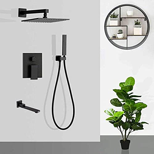 Juego de mezclador de ducha oculto, cabezal de ducha de cobre de 12 pulg., Lluvia, cal, quitar la ducha de mano con… - Imagen 3