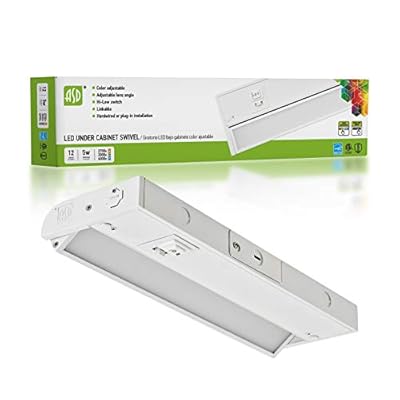 ASD Swivel LED Under Cabinet Lighting, 12 Inch 5W, Hardwired or Plug-in, 2700K/3000K/4000K, Hi/Low Switch, Rotatable Lens, Dimmable Linkable Under Counter Light for Kitchen, ETL & Energy Star