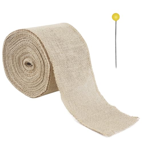 EASYKEENECOM Cinta de Yute Vintage Natural 10cm x 12M Rollo de Cinta de Arpillera para Manualidades, Decoración de Bodas y Navidad, Envolver Regalos