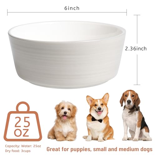Dog Bowls, Non Slip Ceramic Dog Food and Water Bowl with Silicone Base, Heavy Weighted Pet Feeding Bowl for Cats, Puppoes and Small Dogs (Light Grey-2 Pack, 6 Inches) - Image 3