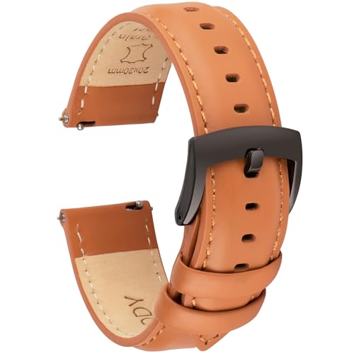 Image of OTTOODY Leather Watch Bands Quick Release, Elegant Top Grain Leather Watch Straps for Men & Women, Choice of Color & Width - 18mm, 19mm, 20mm, 21mm or 22mm Wristbands Bracelet for Watch & Smartwatch