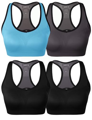 Image of Match Sports Bras for Women, Seamless Racerback Bra with Mid-Impact | Full Coverage Bras with Removable Pads, Soft & Breathable Fabric, Ideal for Yoga, Running, Workout, Pilates & Daily Wear