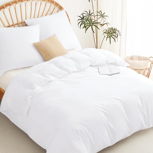 WAVVE Bettwäsche 220x240 3 teilig Weiß - Bettbezug 220 x 240 Set mit Kissenbezüge 80x80 cm, Bettwäsche-Sets 240x220 aus Mikrofaser mit...