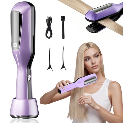 KBIBCK Split End Remover Electric Split End Hair Trimmer with Negative Ion Caring Wireless Portable Hair Repair Tool for Split End Removes Split Ends and Damaged Hair with LED Display(Purple)