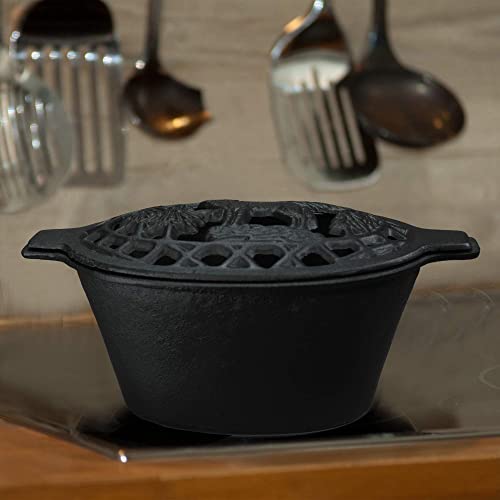 Fire Beauty Woodstove Steamer Stove Humidifier Cast Iron Lattice Top Rust Resistant 2.3 Quart Capacity (wolf)