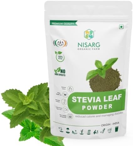 NISARG ORGANIC FARM Stevia Leaf Powder I 100% Natural & Pure Organic I Sugar-Free Natural Sweetener I Traditional Method Made I Helps in Weight Loss I Diabetic Friendly (200 gm)