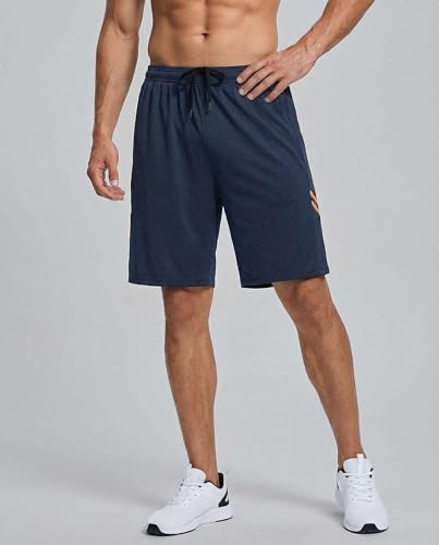 Image of Real Essentials Men's 5 Pack: 9 inch Dry-Fit Shorts - Athletic Gym, Workout, Basketball, Running, Casual Lounge Active Pockets