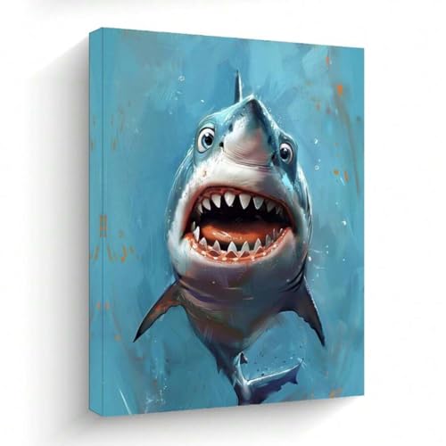 Requin bouche ouverte art océan pour grand salon moderne