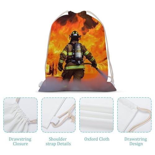 Firefighter Fireman Flame Drawstring Backpack Gym Bag Lightweight Sackpack Gift for Hiking Travel Beach Shopping4