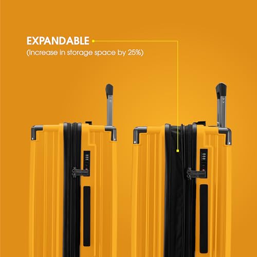 Image of Maleta Nova Check-in Medium | 65 cms, 8 Spinner Wheels | Hardside,Premium Material |TSA Lock, Medium Size Trolley Bags for Luggage| Travel Bag | Suitcase for Travel (Yellow, Check-in Medium)