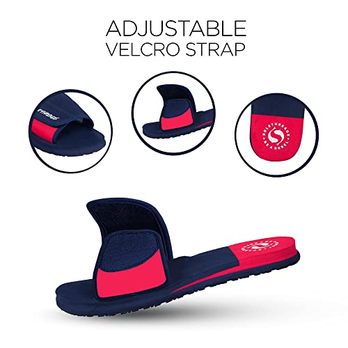 SOLETHREADS FREEWAY Slides Velcro Adjustable Strap Cushioned Footbed Comfy Slippers Flip Flops for Men
