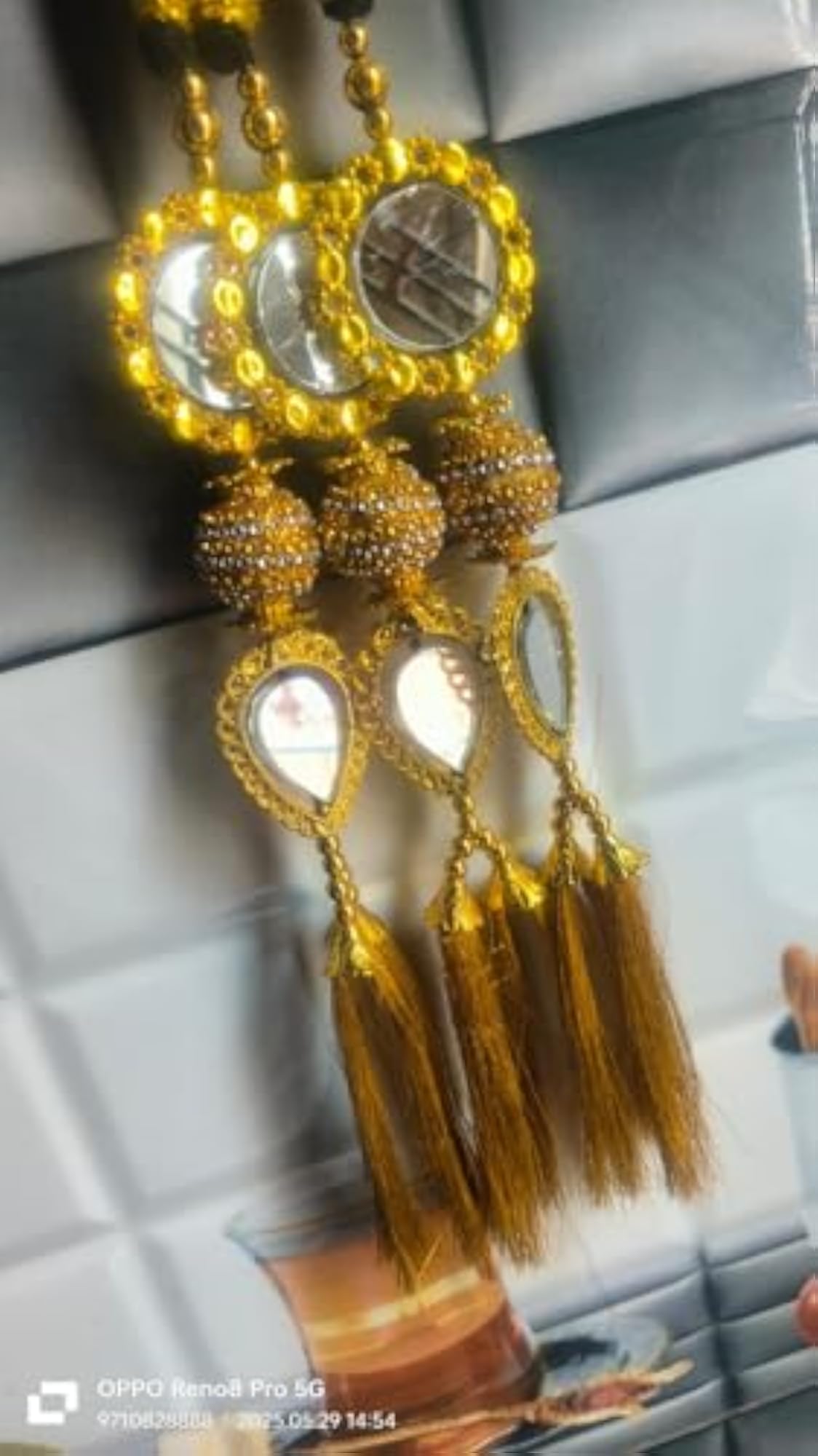 Traditional Gold-Toned Mirror Hair Parandi with Tassels