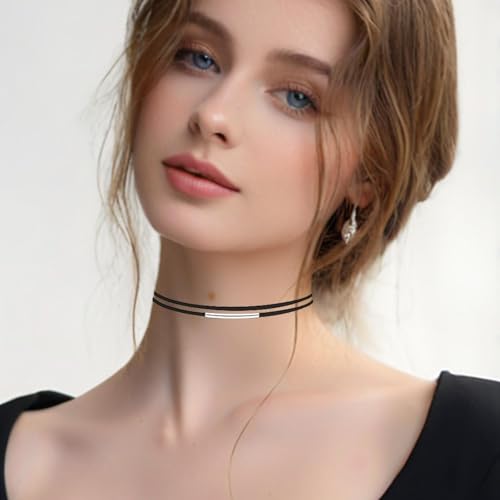 ClcIosis 6 Stück Choker Kette Damen, Schwarz Velvet Halsband Frau Elegantes Mehrschichtiges Design Für Dancing Geburtstag Party Cosplay
