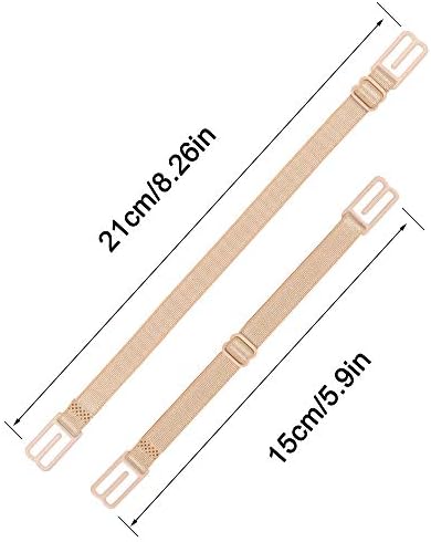 Tugaizi 20 Pcs Bra Strap Clips Set Ladies Elastic Adjustable Bra Strap with Bolt Style Buckle, Black White Transparent Skin Color 4 Pieces Bra Straps 16 Pieces Bra Clips