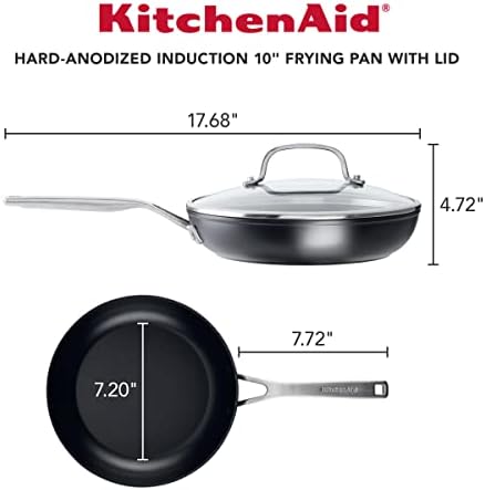 KitchenAid Hard Anodized Induction Nonstick Frying Pan Set With Tempered Lids, 4-Piece - 10 & 12 Inch – Durable, Even Heating, Oven Safe to 500°F, Dishwasher Safe, Easy-Clean - Thumbnail 3
