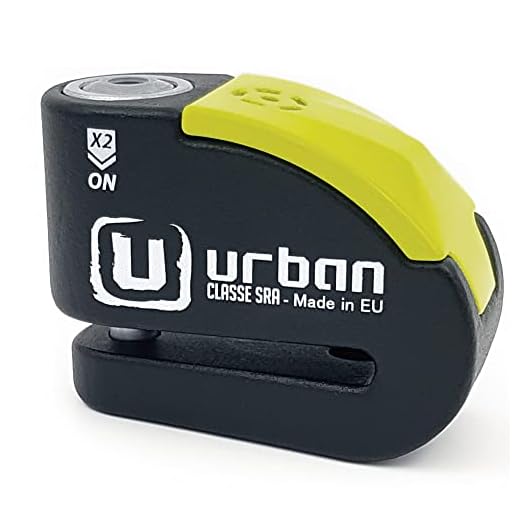 Urban Security UR10 Candado Antirrobo Moto Disco Alarma 120db, Avisador, A+, Doble Cierre ø10, homologado Sra, Negro/Amarillo, 10 mm