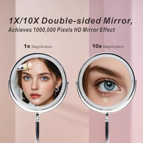 Espejo de Maquillaje Redondo con Luz LED y Aumento 10X miniatura 3