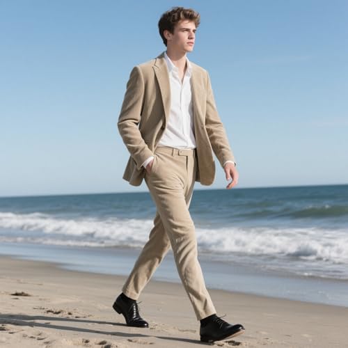 Men's Casual Corduroy Blazer Slim Fit One Button Jacket Fashion Sport Coat3