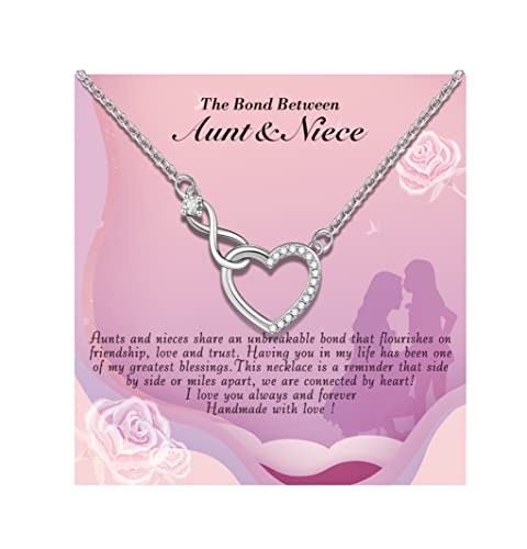 Alittlecare Niece Gifts from Auntie - Aunt Gifts from Niece - Aunt Necklace for Birthday Christmas Graduation Wedding With Nice Message Card and Box (Small Infinite heart)