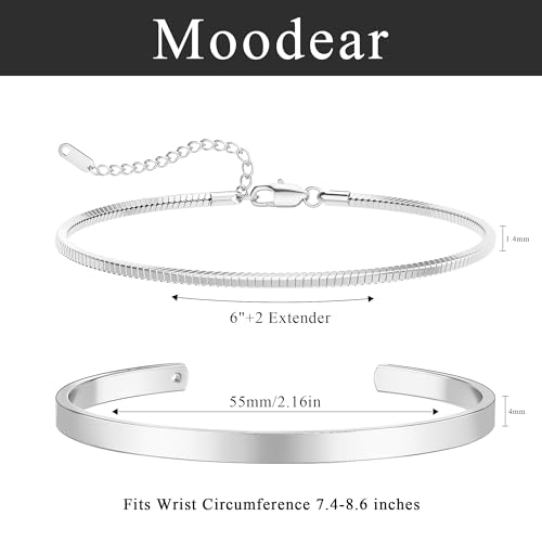 Image of Moodear Bracelet Set for Men, Sterling Silver Gold Plated Chain Bracelet Set