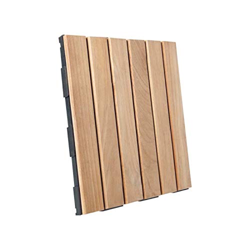 Snap & Go Dalle en Bois Teck Naturel (Lot de 4) - Miel 30 x 30 cm