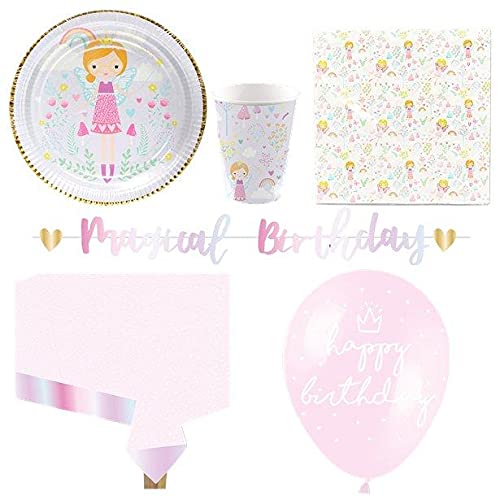 Kit anniversaire fée pour table de fête magique princesse 8 enfants