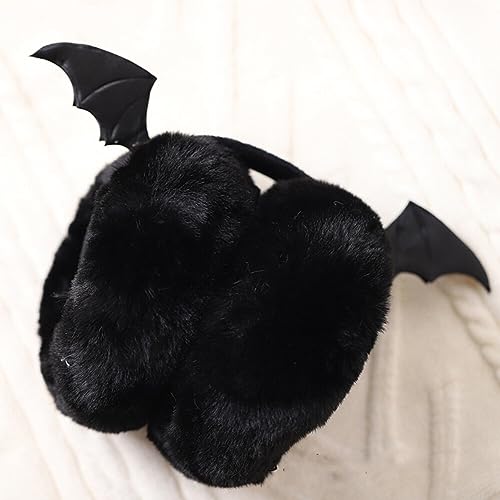 Warm Earmuffs Headband Halloween Headband Devil Horns Bat Ear Muff Headband Fluffy Winter Ear Muffs Plush Ear Warmers3