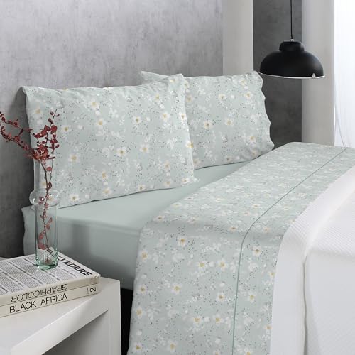Juego de Sábanas Nelay Reig Martí – Diseño Suave Estampado – Tacto Agradable – Cama 90/105/135/150/160/180/200 cm – Altura 30cm – Poliéster/Algodón (C04, Cama 135cm)