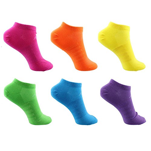 New Balance No Show Socks (6 Pack), Red/Orange/Yellow/Green/Blue/Purple, Shoe Size: Women's 6-10/Men's 7.5-9 (Medium)