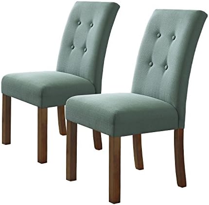 Homepop Home Decor | 4 – Button Tufted Upholstered Parsons Dining Chairs | Set of 2 Accent Dining Chairs, Aqua
